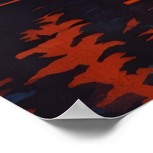 Mountain Sunset Reflection Fiery Orange Sky  ポスター (角)