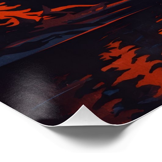 Mountain Sunset Reflection Fiery Orange Sky  ポスター (コーナー)