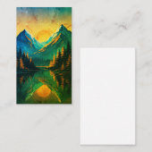 Mountain Sunset Reflection Fiery Orange Sky  名刺 (正面/裏面)