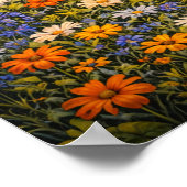 Mountain Sunset Wildflowers Retro Hippie Van Art ポスター (角)