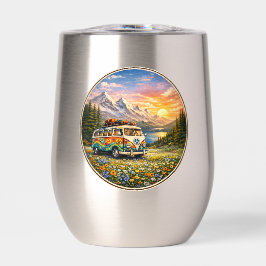 Mountain Sunset Wildflowers Retro Hippie Van Life