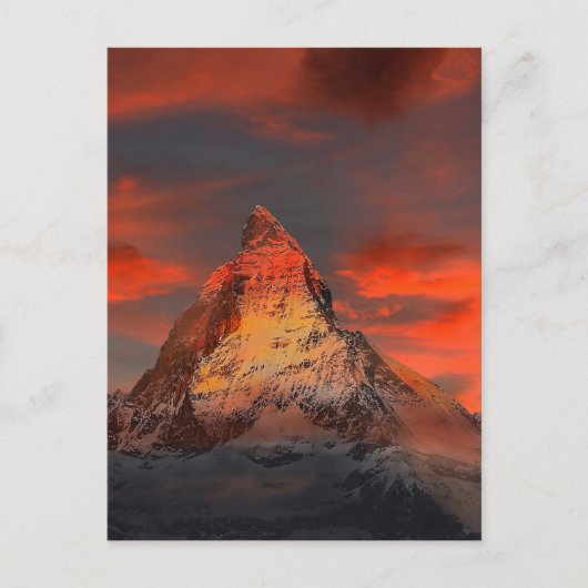 Mountain Switzerland Matterhorn Zermatt Red Sky ポストカード (正面)