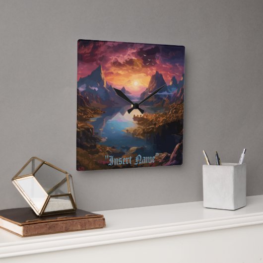 Mountain Symphony：調和のとれた色彩のブレンド スクエア壁時計 (オフィス)