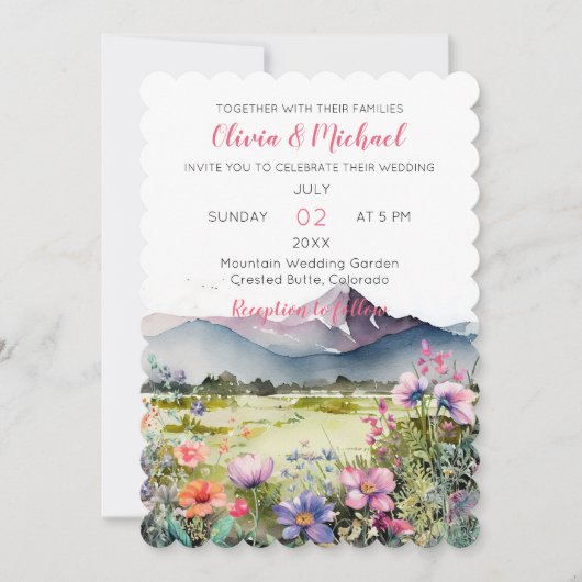 Mountain Thyme Wildflower Wedding Invitation 招待状 (正面)