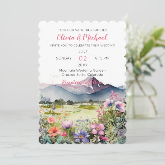Mountain Thyme Wildflower Wedding Invitation 招待状 (スタンド正面)