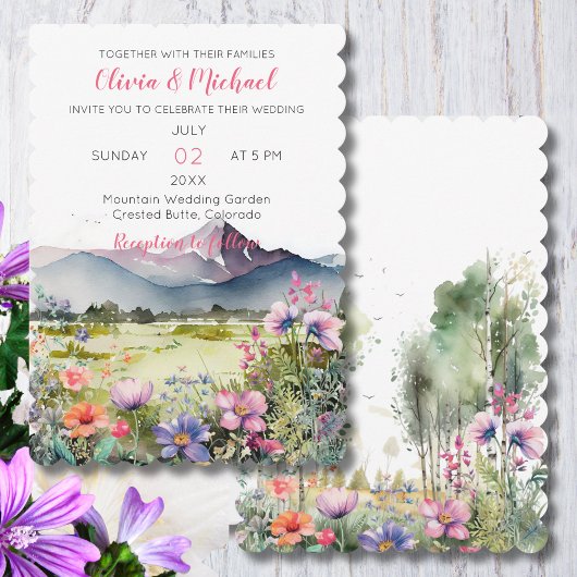 Mountain Thyme Wildflower Wedding Invitation 招待状