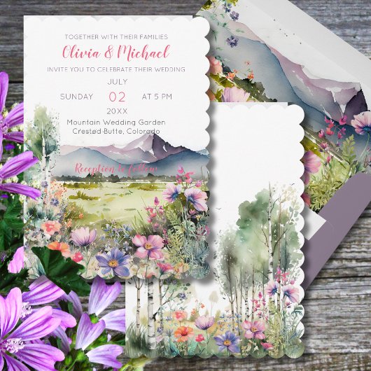 Mountain Thyme Wildflower Wedding Invitation 招待状