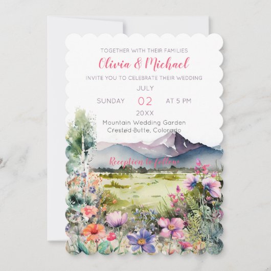 Mountain Thyme Wildflower Wedding Invitation 招待状 (正面)