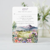 Mountain Thyme Wildflower Wedding RSVP Reply Card (スタンド正面)