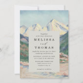 Mountain Tree Forest Rustic Budget QR Code Wedding 招待状 (正面)