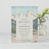 Mountain Tree Forest Rustic Budget QR Code Wedding 招待状 (スタンド正面)