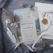 Mountain Tree Forest Rustic Budget QR Code Wedding 招待状