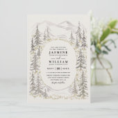 Mountain Trees Forest Rustic Elegant Wedding 招待状 (スタンド正面)
