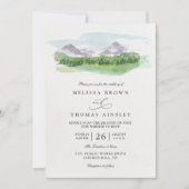 Mountain Trees Pine Forest Rustic QR Code Wedding 招待状 (正面)