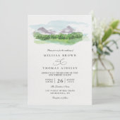 Mountain Trees Pine Forest Rustic QR Code Wedding 招待状 (スタンド正面)