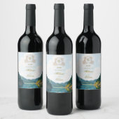 Mountain Valley View Wedding Wine Label ワインラベル (ボトル)