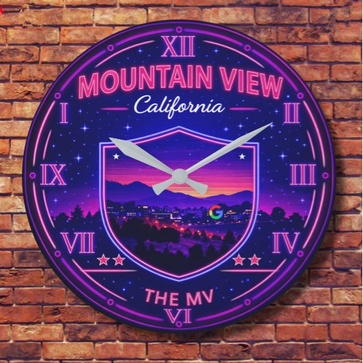 Mountain View California Tech Valley ラージ壁時計