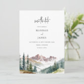 Mountain Watercolor Rustic Outdoor Wedding セーブザデート (スタンド正面)