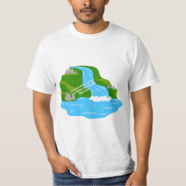 Mountain Waterfall Art – 平和な自然 Tシャツ