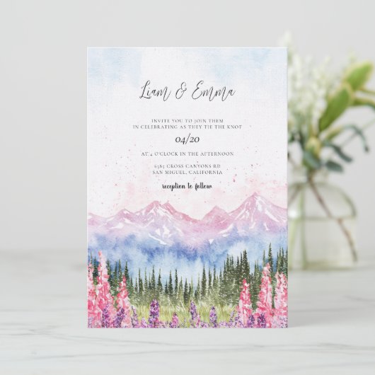 Mountain Wedding Watercolor 招待状 (スタンド正面)