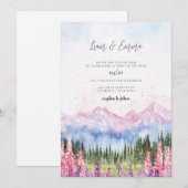 Mountain Wedding Watercolor 招待状 (正面/裏面)