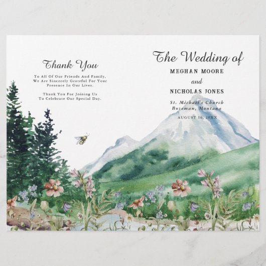 Mountain Wildflower | 結婚式プログラム（折りたたみ式） (正面)