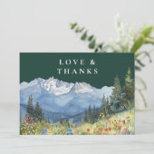 Mountain Wildflower Emerald Green Wedding Photo サンキューカード (スタンド正面)