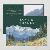 Mountain Wildflower Emerald Green Wedding Photo サンキューカード (正面/裏面)