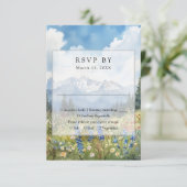 Mountain Wildflower Floral Meadow Wedding 出欠カード (スタンド正面)