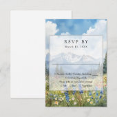 Mountain Wildflower Floral Meadow Wedding 出欠カード (正面/裏面)
