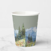 Mountain Wildflower Floral Sage Green Wedding 紙コップ (左)