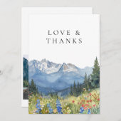 Mountain Wildflower Floral Wedding Photo サンキューカード (正面/裏面)