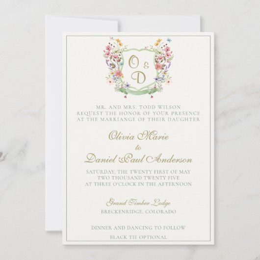 Mountain Wildflower Garden Wedding Invitation 招待状 (正面)