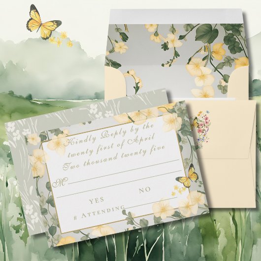 Mountain Wildflower Garden Wedding RSVP Card