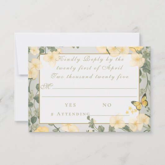 Mountain Wildflower Garden Wedding RSVP Card (正面)