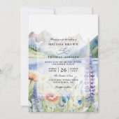 Mountain Wildflower Landscape QR Code Wedding 招待状 (正面)