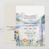 Mountain Wildflower Landscape QR Code Wedding 招待状 (正面/裏面)