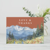 Mountain Wildflower Terracotta Wedding Photo サンキューカード (スタンド正面)