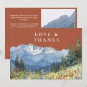 Mountain Wildflower Terracotta Wedding Photo サンキューカード (正面/裏面)