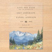 Mountain Wildflower Wedding Save The Date アクリル招待状 (正面)