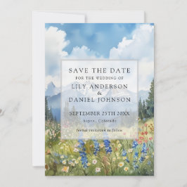 Mountain Wildflowers Floral Meadow Wedding セーブザデート