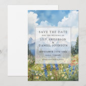 Mountain Wildflowers Floral Meadow Wedding セーブザデート (正面/裏面)