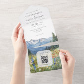 Mountain wildflowers Floral QR Code Wedding オールインワン招待状 (貼ってはがせる)