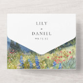 Mountain wildflowers Floral QR Code Wedding オールインワン招待状 (裏面)