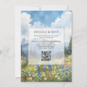 Mountain Wildflowers Floral QR Code Wedding 招待状 (裏面)