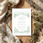 Mountain Wildflowers Forest Rustic QR Code Wedding 招待状