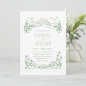 Mountain Wildflowers Forest Rustic QR Code Wedding 招待状 (スタンド正面)