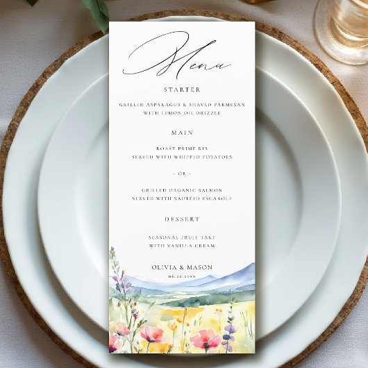 Mountain Wildflowers Meadow Modern Floral Wedding メニュー
