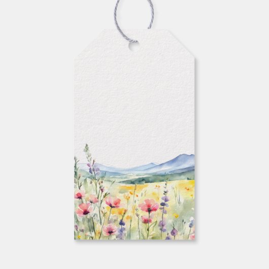 Mountain Wildflowers Meadow Modern Wedding ギフトタグ (裏面)