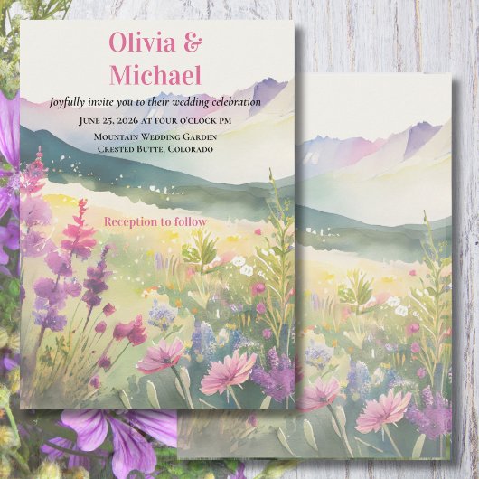 Mountain Wildflowers Wedding Invitation 招待状